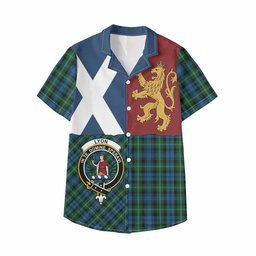 ScotsTee Shop Scottish Lyon Crest Tartan Kid Hawaiian Shirt Lion Rampant Saltire Style