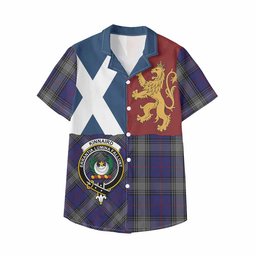ScotsTee Shop Scottish Kinnaird Crest Tartan Kid Hawaiian Shirt Lion Rampant Saltire Style