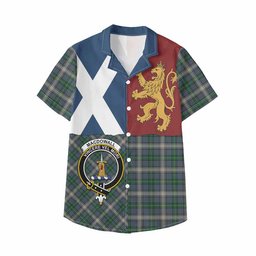 ScotsTee Shop Scottish MacDowall (McDowall) Crest Tartan Kid Hawaiian Shirt Lion Rampant Saltire Style