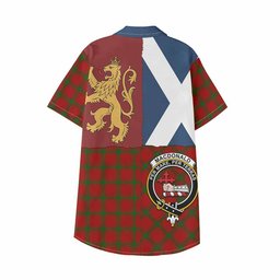 ScotsTee Shop Scottish MacDonald (McDonald) of Sleat Crest Tartan Kid Hawaiian Shirt Lion Rampant Saltire Style