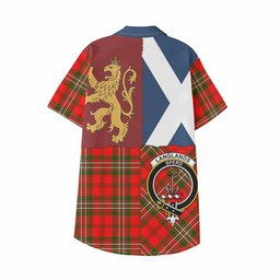 ScotsTee Shop Scottish Langlands Crest Tartan Kid Hawaiian Shirt Lion Rampant Saltire Style
