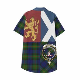 ScotsTee Shop Scottish Jamieson Crest Tartan Kid Hawaiian Shirt Lion Rampant Saltire Style