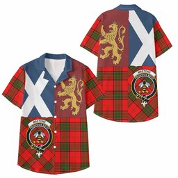 ScotsTee Shop Scottish Maxtone Crest Tartan Kid Hawaiian Shirt Lion Rampant Saltire Style