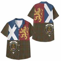 ScotsTee Shop Scottish Gray Crest Tartan Kid Hawaiian Shirt Lion Rampant Saltire Style