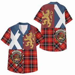 ScotsTee Shop Scottish Majoribanks Crest Tartan Kid Hawaiian Shirt Lion Rampant Saltire Style