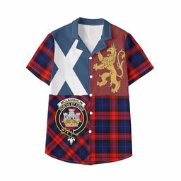 ScotsTee Shop Scottish McLaughlin Crest Tartan Kid Hawaiian Shirt Lion Rampant Saltire Style
