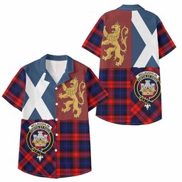 ScotsTee Shop Scottish McLaughlin Crest Tartan Kid Hawaiian Shirt Lion Rampant Saltire Style