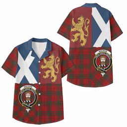 ScotsTee Shop Scottish MacNab (McNab) Crest Tartan Kid Hawaiian Shirt Lion Rampant Saltire Style