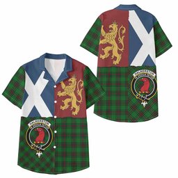 ScotsTee Shop Scottish Halkerston Crest Tartan Kid Hawaiian Shirt Lion Rampant Saltire Style