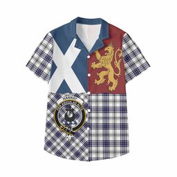 ScotsTee Shop Scottish Hannay Crest Tartan Kid Hawaiian Shirt Lion Rampant Saltire Style