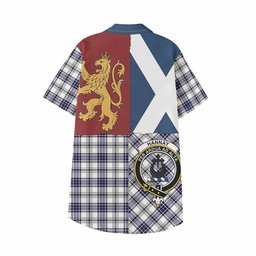 ScotsTee Shop Scottish Hannay Crest Tartan Kid Hawaiian Shirt Lion Rampant Saltire Style
