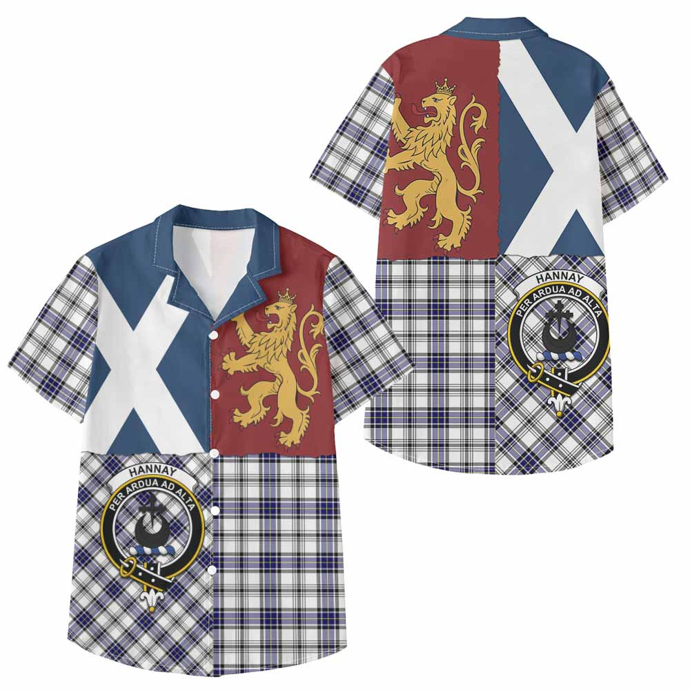 ScotsTee Shop Scottish Hannay Crest Tartan Kid Hawaiian Shirt Lion Rampant Saltire Style