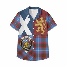ScotsTee Shop Scottish Newton Crest Tartan Kid Hawaiian Shirt Lion Rampant Saltire Style