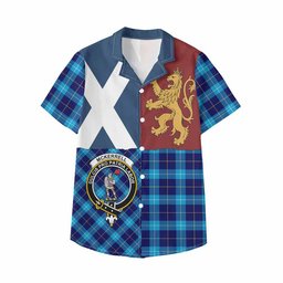 ScotsTee Shop Scottish McKerrell Crest Tartan Kid Hawaiian Shirt Lion Rampant Saltire Style