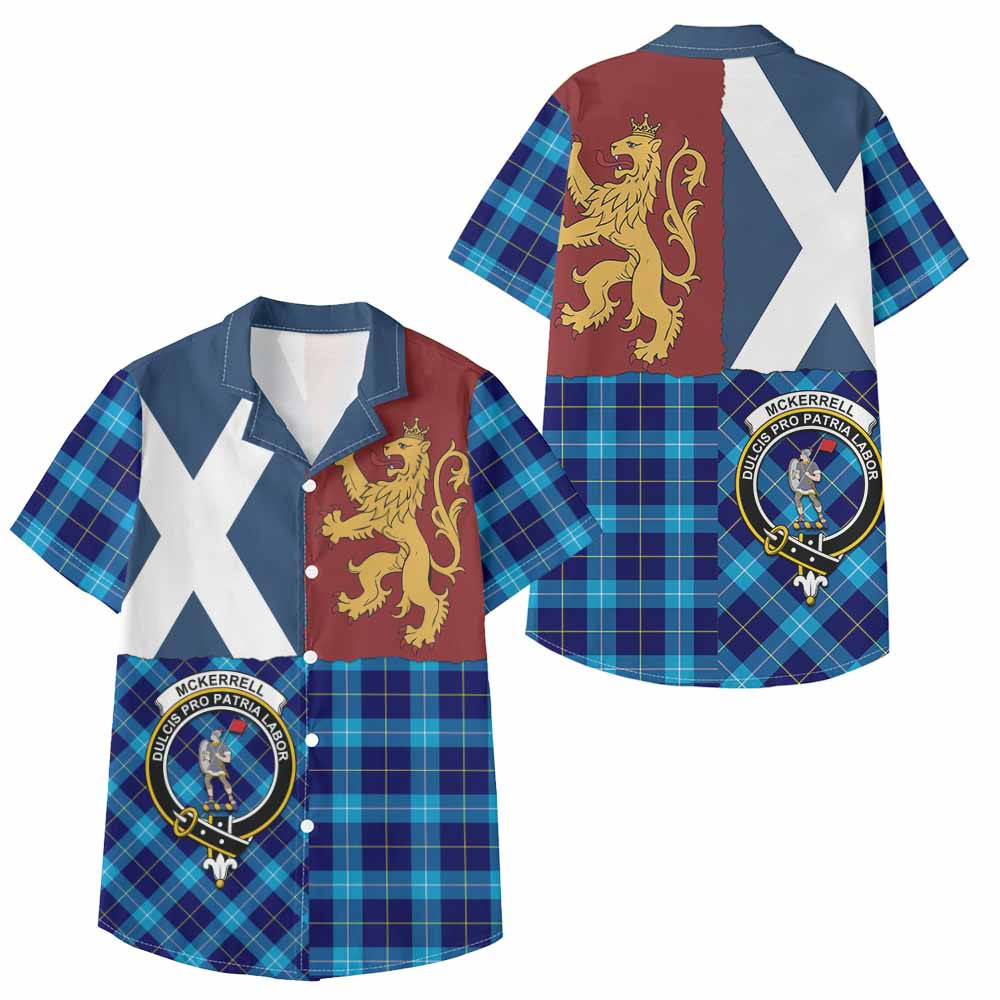 ScotsTee Shop Scottish McKerrell Crest Tartan Kid Hawaiian Shirt Lion Rampant Saltire Style