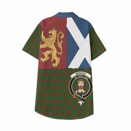 ScotsTee Shop Scottish Menzies Crest Tartan Kid Hawaiian Shirt Lion Rampant Saltire Style