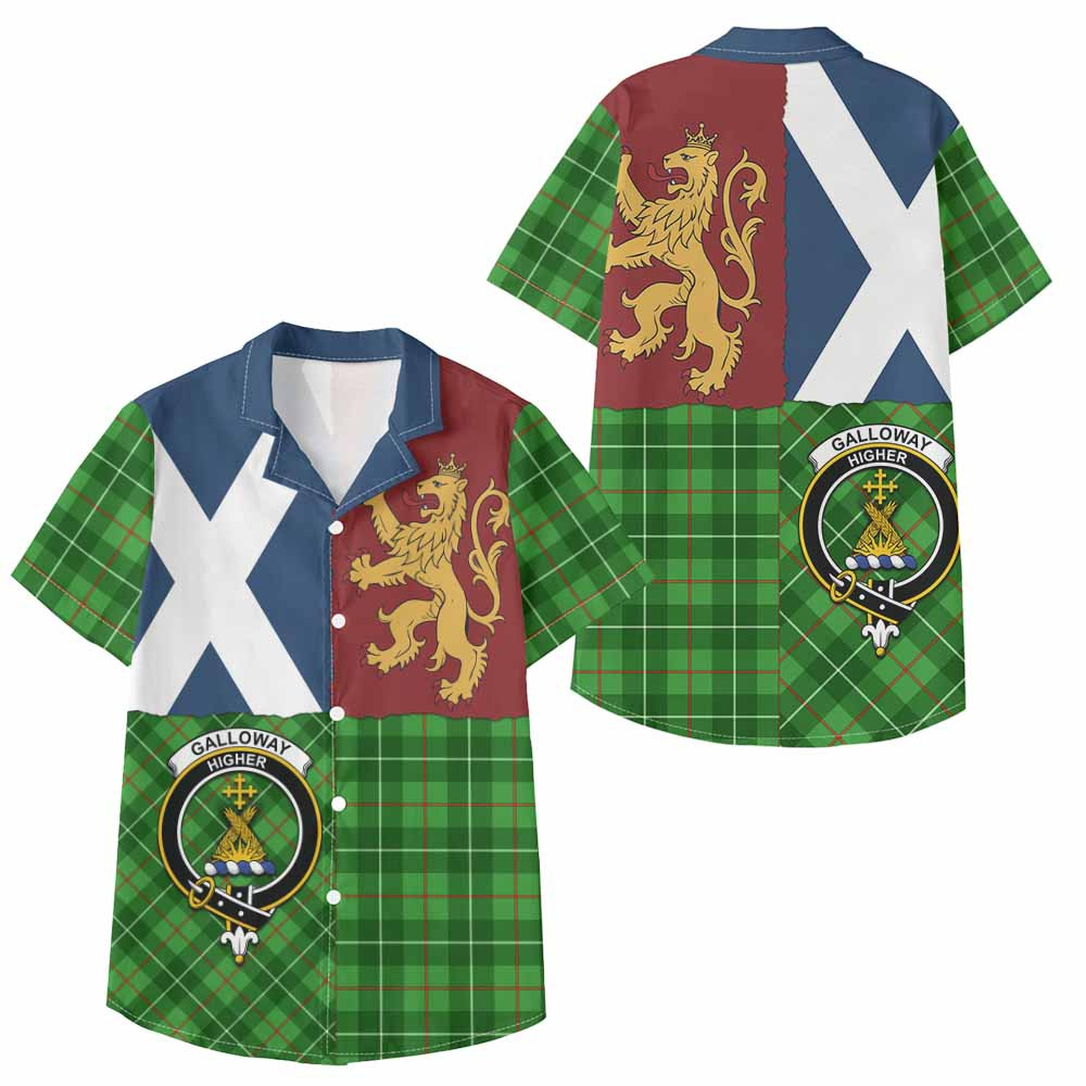 ScotsTee Shop Scottish Galloway Crest Tartan Kid Hawaiian Shirt Lion Rampant Saltire Style