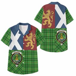 ScotsTee Shop Scottish Galloway Crest Tartan Kid Hawaiian Shirt Lion Rampant Saltire Style