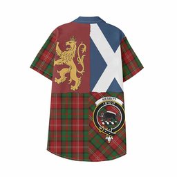 ScotsTee Shop Scottish Nesbitt (Nisbet) Crest Tartan Kid Hawaiian Shirt Lion Rampant Saltire Style