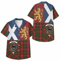 ScotsTee Shop Scottish Nesbitt (Nisbet) Crest Tartan Kid Hawaiian Shirt Lion Rampant Saltire Style