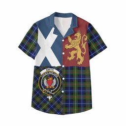 ScotsTee Shop Scottish Smith Crest Tartan Kid Hawaiian Shirt Lion Rampant Saltire Style