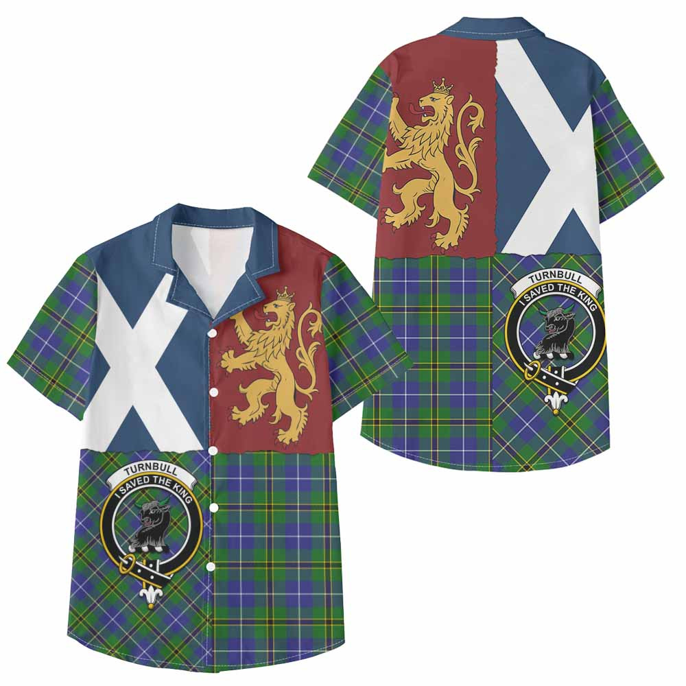 ScotsTee Shop Scottish Turnbull Crest Tartan Kid Hawaiian Shirt Lion Rampant Saltire Style