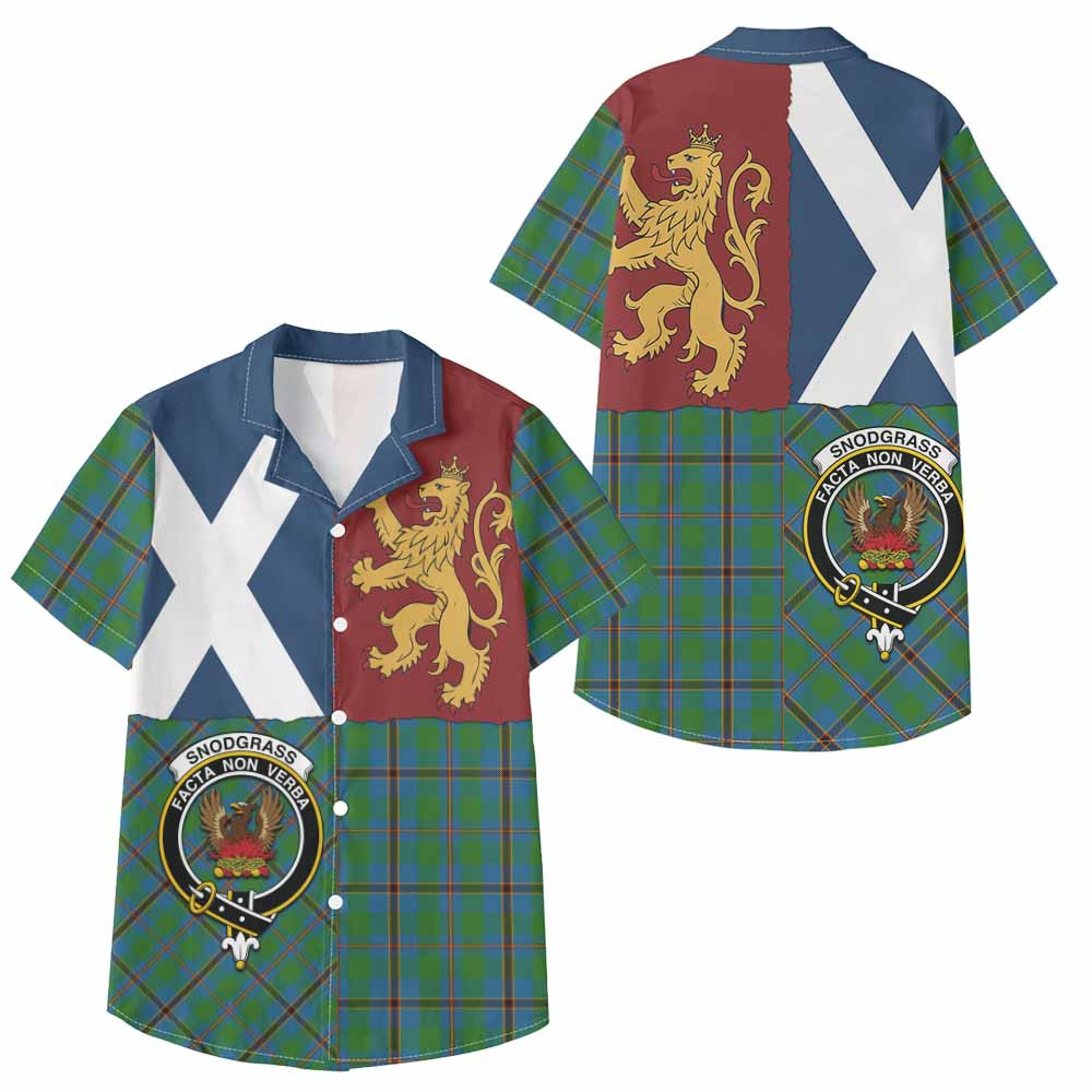 ScotsTee Shop Scottish Snodgrass Crest Tartan Kid Hawaiian Shirt Lion Rampant Saltire Style