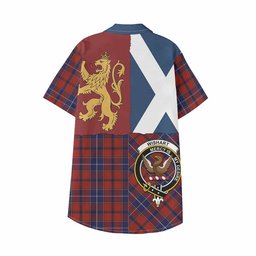 ScotsTee Shop Scottish Wishart Crest Tartan Kid Hawaiian Shirt Lion Rampant Saltire Style