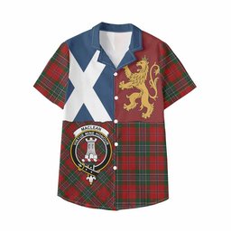 ScotsTee Shop Scottish MacLean (McLean) Crest Tartan Kid Hawaiian Shirt Lion Rampant Saltire Style