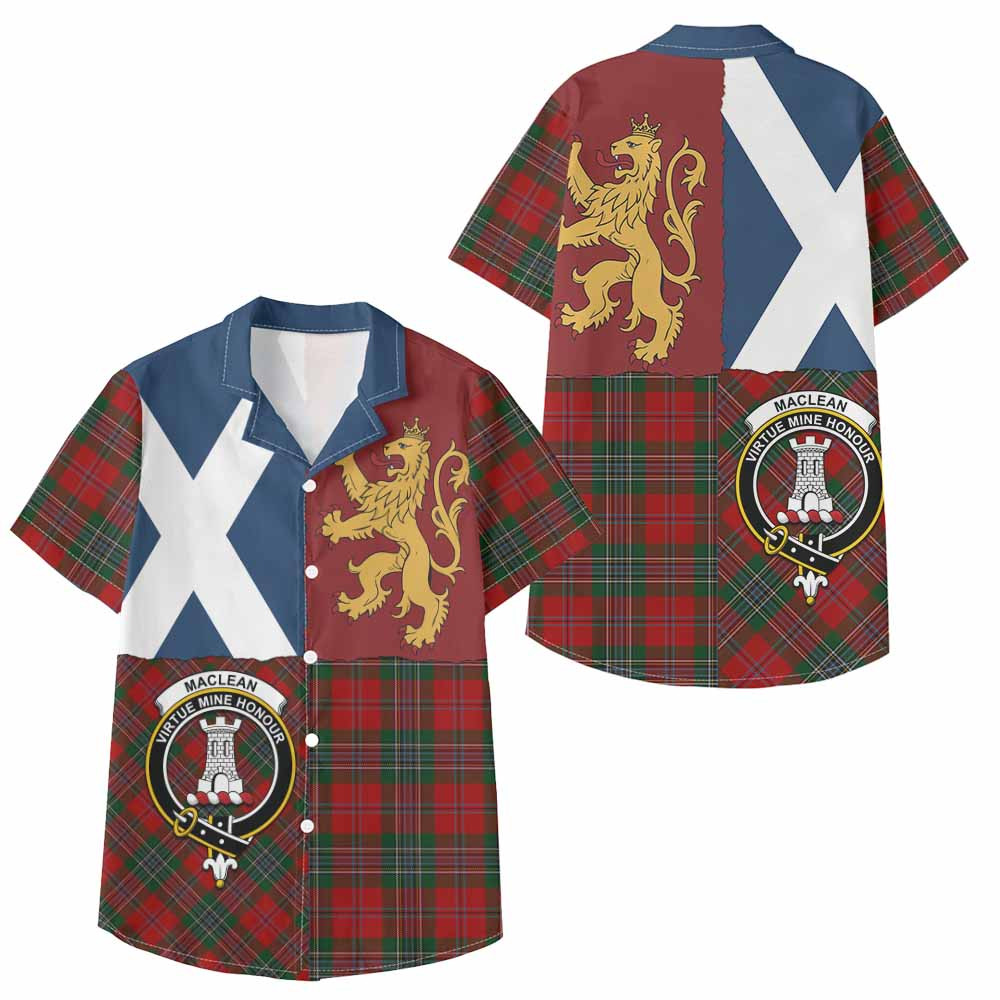 ScotsTee Shop Scottish MacLean (McLean) Crest Tartan Kid Hawaiian Shirt Lion Rampant Saltire Style