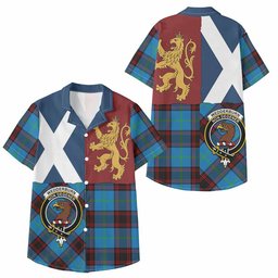 ScotsTee Shop Scottish Wedderburn Crest Tartan Kid Hawaiian Shirt Lion Rampant Saltire Style