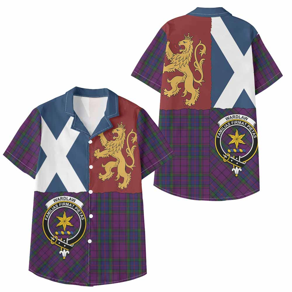 ScotsTee Shop Scottish Wardlaw Crest Tartan Kid Hawaiian Shirt Lion Rampant Saltire Style