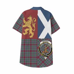 ScotsTee Shop Scottish Spence (Spens) Crest Tartan Kid Hawaiian Shirt Lion Rampant Saltire Style