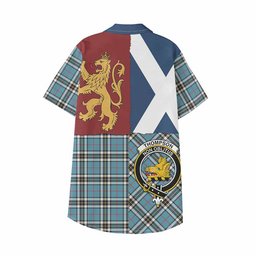ScotsTee Shop Scottish Thompson (Thomson) Crest Tartan Kid Hawaiian Shirt Lion Rampant Saltire Style