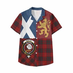 ScotsTee Shop Scottish Wemyss Crest Tartan Kid Hawaiian Shirt Lion Rampant Saltire Style