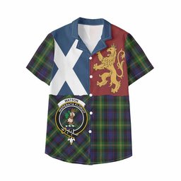 ScotsTee Shop Scottish Watson Crest Tartan Kid Hawaiian Shirt Lion Rampant Saltire Style