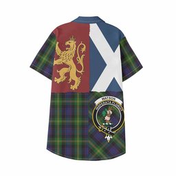 ScotsTee Shop Scottish Watson Crest Tartan Kid Hawaiian Shirt Lion Rampant Saltire Style