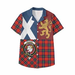 ScotsTee Shop Scottish Ruthven Crest Tartan Kid Hawaiian Shirt Lion Rampant Saltire Style