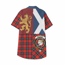 ScotsTee Shop Scottish Ruthven Crest Tartan Kid Hawaiian Shirt Lion Rampant Saltire Style