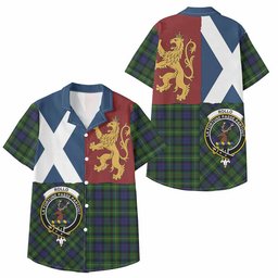 ScotsTee Shop Scottish Rollo Crest Tartan Kid Hawaiian Shirt Lion Rampant Saltire Style