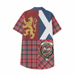 ScotsTee Shop Scottish Straiton Crest Tartan Kid Hawaiian Shirt Lion Rampant Saltire Style