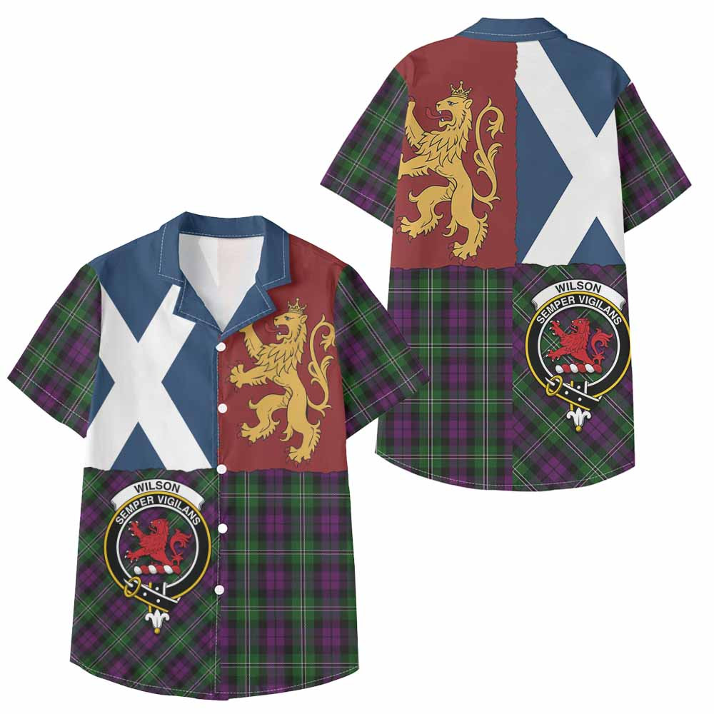 ScotsTee Shop Scottish Wilson Crest Tartan Kid Hawaiian Shirt Lion Rampant Saltire Style