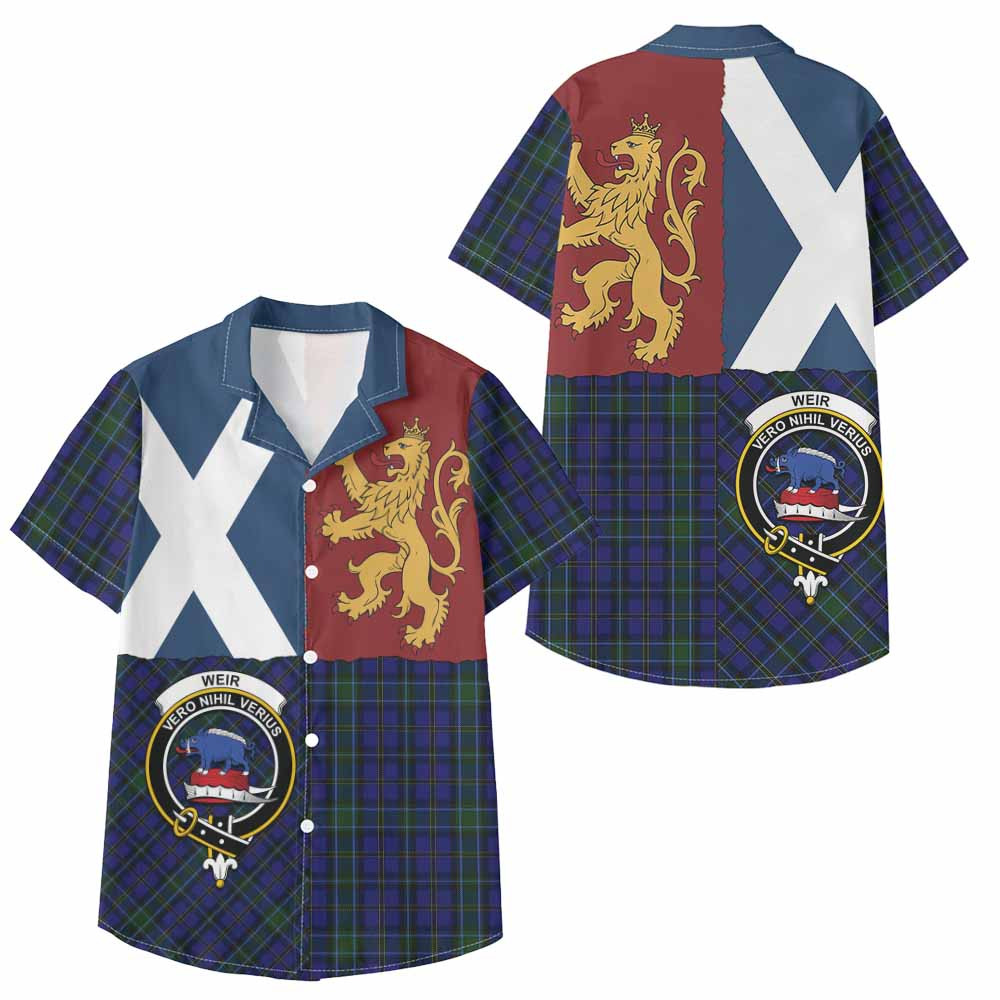 ScotsTee Shop Scottish Weir Crest Tartan Kid Hawaiian Shirt Lion Rampant Saltire Style