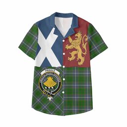 ScotsTee Shop Scottish Pringle Crest Tartan Kid Hawaiian Shirt Lion Rampant Saltire Style