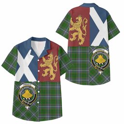ScotsTee Shop Scottish Pringle Crest Tartan Kid Hawaiian Shirt Lion Rampant Saltire Style