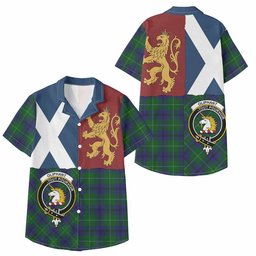 ScotsTee Shop Scottish Oliphant Crest Tartan Kid Hawaiian Shirt Lion Rampant Saltire Style