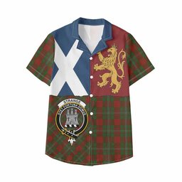 ScotsTee Shop Scottish Strange (Strang) Crest Tartan Kid Hawaiian Shirt Lion Rampant Saltire Style