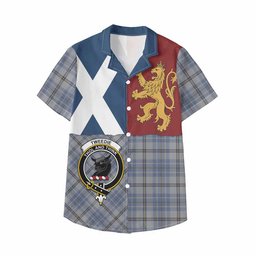 ScotsTee Shop Scottish Tweedie Crest Tartan Kid Hawaiian Shirt Lion Rampant Saltire Style