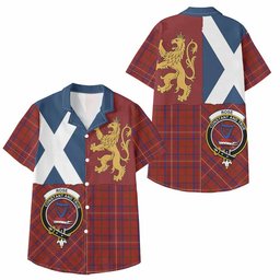 ScotsTee Shop Scottish Rose Crest Tartan Kid Hawaiian Shirt Lion Rampant Saltire Style