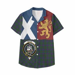 ScotsTee Shop Scottish Wood Crest Tartan Kid Hawaiian Shirt Lion Rampant Saltire Style